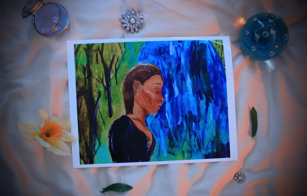 Sad women near the river- fine art print -available in 8x11
