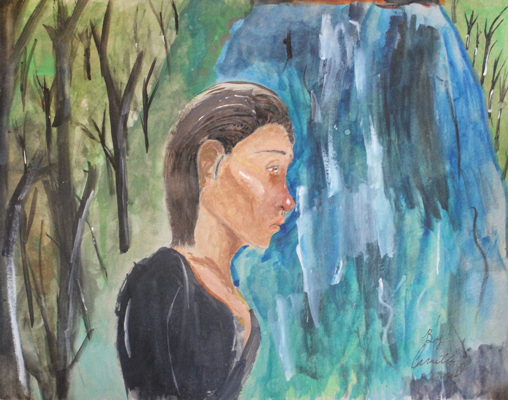 Women crying by the River original artwork