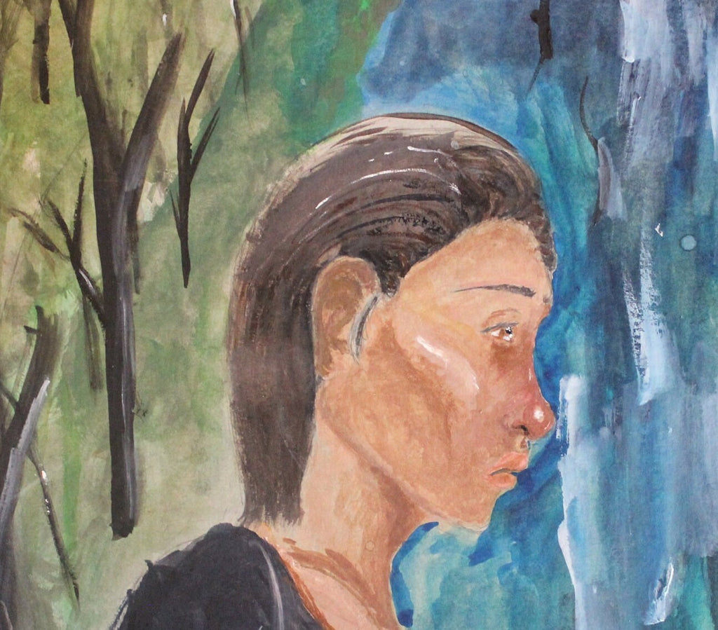 Women crying by the River original artwork