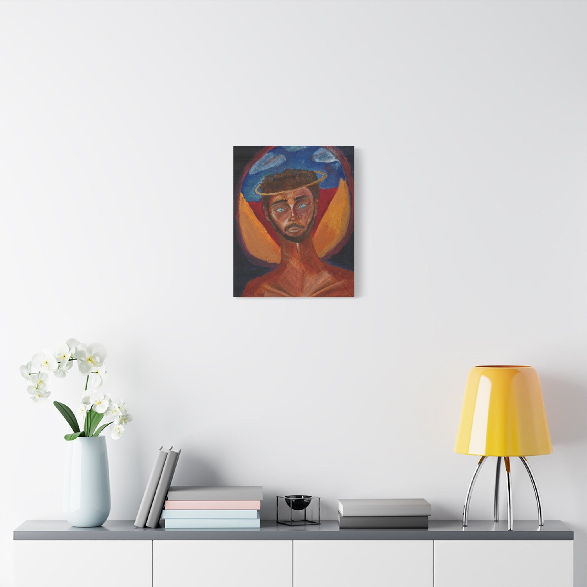 Angelic Man Stain glass oil paint on Matte Canvas, Stretched, 1.25"